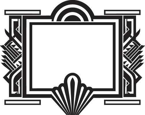 Glamorous Lines Monochromatic Vector Logo with Art Deco Frame Vintage Opulence Sleek Icon Illustrating Art Deco Frame in Black