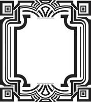 arte desvelado negro emblema exhibiendo Arte deco marco en monocromo elegante patrimonio vector logo de elegante negro icono con Arte deco marco