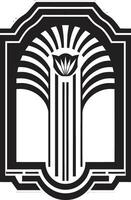 arte desvelado negro emblema exhibiendo Arte deco marco en monocromo elegante patrimonio vector logo de elegante negro icono con Arte deco marco