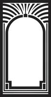 arte desvelado negro emblema exhibiendo Arte deco marco en monocromo elegante patrimonio vector logo de elegante negro icono con Arte deco marco