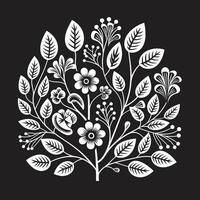 Petals in Noir Sleek Black Icon Showcasing Vector Floral Design Garden Serenity Chic Vector Logo with Black Botanical Florals