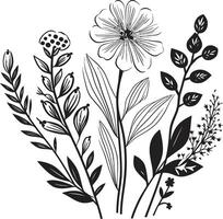 Timeless Petals Elegant Black Icon Showcasing Botanical Florals Natures Harmony Chic Vector Logo Design with Black Floral Elements