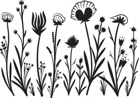 pétalos en noir pulcro negro icono, vector floral diseño jardín serenidad elegante vector logo, negro botánico florales