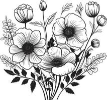 Botanical Beauty Monochrome Emblem Featuring Elegant Floral Design Whispers of Nature Black Icon with Vector Logo of Botanical Blooms