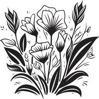 pulcro pétalos monocromo icono de botánico floral diseño infinito flores elegante emblema, vector logo en negro