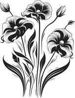 pétalos en noir elegante negro icono exhibiendo vector logo diseño jardín de elegancia pulcro vector logo con negro botánico florales