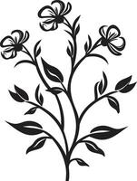 pétalos en noir pulcro negro icono, vector floral diseño eterno elegancia negro botánico floral emblema en vector logo