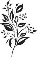 Garden Enigma Monochrome Emblem with Black Botanical Florals Blossom Tapestry Sleek Vector Logo of Botanical Elegance