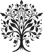 infinito flores monocromo emblema con vector logo en negro eterno pétalos elegante negro icono exhibiendo botánico florales