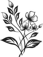 Infinite Blossoms Chic Vector Logo with Botanical Charm in Black Symphony of Petals Black Icon Featuring Timeless Botanical Florals