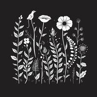 Blossoms in Harmony Monochromatic Vector Logo with Black Florals Sculpted Petals Elegant Black Icon Illustrating Botanical Design