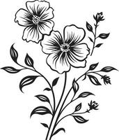 Whispers of Bloom Sleek Black Icon Featuring Botanical Charm Garden Enigma Monochrome Emblem with Black Botanical Elements vector