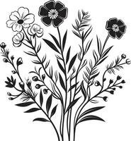 pétalos en noir elegante negro icono exhibiendo botánico floral diseño infinito flores elegante emblema con negro vector logo diseño