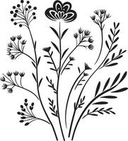 Whispers of Nature Vector Logo Design with Black Botanical Florals Floral Elegance Black Vector Logo Design with Botanical Blooms