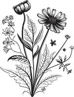 jardín de elegancia pulcro vector logo con negro botánico florales enigmático ramo de flores negro emblema presentando botánico floral diseño