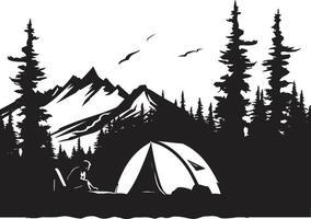 pasión de viajar refugio elegante cámping icono ilustrando negro vector diseño dentro el bosque elegante negro icono con vector logo para cámping