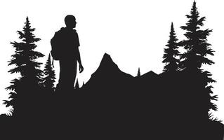 Rugged Expedition Sleek Black Camping Icon Illustrating Natures Call Serenade of the Pines Monochrome Emblem for Nighttime Camping vector