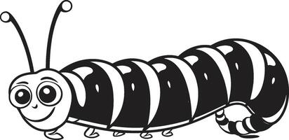 Metamorphic Majesty Black Caterpillar Vector Logo in Sleek Design Natures Evolution Monochrome Emblem of Caterpillar Transformation