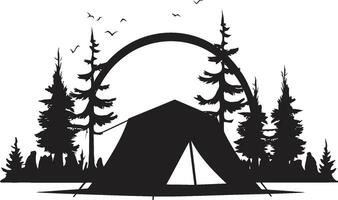 Rugged Expedition Monochrome Emblem for Wilderness Enthusiasts Under the Open Sky Black Vector Logo Design for Camping Bliss