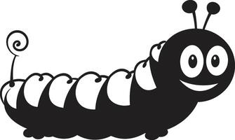 Silken Symmetry Elegant Black Emblem of Caterpillar Transformation Metamorphic Majesty Sleek Caterpillar Icon in Monochromatic Design vector