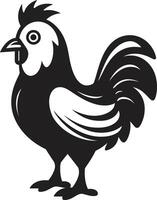 Plucky Prowess Sleek Black Icon Featuring Chicken Vector Logo Hen House Elegance Chic Monochrome Chicken Emblem in Black