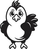 Rooster Radiance Sleek Monochrome Chicken Emblem in Black Feathered Flourish Elegant Vector Logo for Poultry Bliss