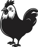 gallina casa armonía elegante negro icono en monocromo diseño gallo resplandor pulcro monocromo pollo emblema en negro vector