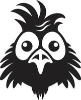 gallina casa matices elegante monocromo pollo emblema en negro alas de capricho elegante negro icono con vector pollo diseño