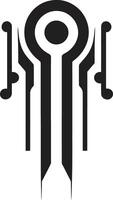 Binary Harmony Monochrome Emblem of Cybernetic Elegance Futuristic Fusion Elegant Black Icon with Vector Cybernetic Abstract Design