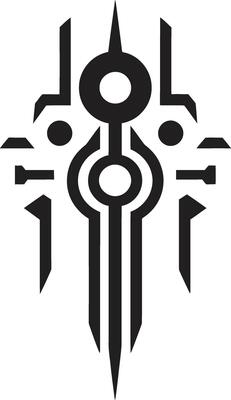 Digital Nexus Abstract Cybernetic Symbol in Sleek Black Vector Logo Binary Harmony Monochrome Emblem of Cybernetic Abstract Design