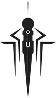 Binary Brilliance Sleek Black Abstract Symbol Illustrating Cybernetic Evolution Robotic Rhythms Elegant Cybernetic Emblem in Monochromatic Design vector