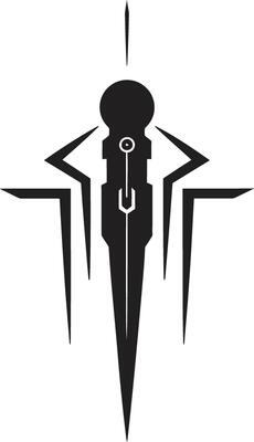 Binary Brilliance Sleek Black Abstract Symbol Illustrating Cybernetic Evolution Robotic Rhythms Elegant Cybernetic Emblem in Monochromatic Design