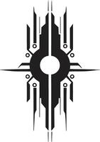 Digital Nexus Abstract Cybernetic Symbol in Monochrome Vector Logo Binary Harmony Elegant Emblem of Cybernetic Elegance