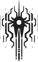 Binary Brilliance Sleek Cybernetic Symbol in Black Monochrome Robotic Rhythms Elegant Vector Logo Illustrating Cybernetic Evolution