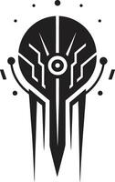 Binary Harmony Elegant Emblem of Cybernetic Elegance Futuristic Fusion Monochrome Cybernetic Symbol in Black Vector