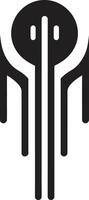 Virtual Vogue Sleek Black Abstract Symbol Showcasing Cybernetic Harmony Quantum Quotient Abstract Vector Logo for Black Cybernetic Sophistication
