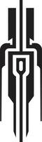 Techno Threads Monochrome Cybernetic Symbol in Black Design Neural Net Elegance Chic Abstract Logo Illustrating Cybernetic Evolution vector