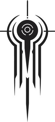 Technological Transcendence Monochrome Vector Emblem for Cybernetic Lovers Pixelated Progress Abstract Cybernetic Symbol in Black Vector Logo