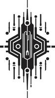 Neural Net Elegance Sleek Abstract Icon Featuring Cybernetic Vector Digital Nexus Monochrome Cybernetic Symbol in Black Vector Logo