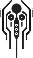 Binary Harmony Elegant Cybernetic Design in Monochrome Futuristic Fusion Monochrome Vector Logo for Black Cybernetic Bliss