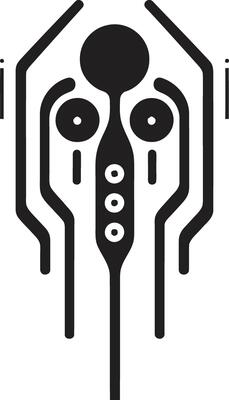 Binary Harmony Elegant Cybernetic Design in Monochrome Futuristic Fusion Monochrome Vector Logo for Black Cybernetic Bliss