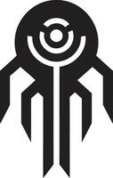 Binary Harmony Elegant Cybernetic Design in Monochrome Futuristic Fusion Monochrome Vector Logo for Black Cybernetic Bliss