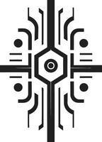 Circuit Couture Sleek Vector Logo Design for Cybernetic Bliss Digital Dynamics Monochrome Emblem Illustrating Cybernetic Harmony