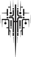 Binary Brilliance Monochrome Abstract Symbol for Cybernetic Sophistication Robotic Rhythms Sleek Vector Logo Featuring Cybernetic Harmony