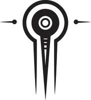 Technological Transcendence Chic Black Abstract Cybernetic Design Pixelated Progress Elegant Cybernetic Emblem in Sleek Black vector