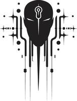 Digital Dynamics Monochrome Emblem Illustrating Cybernetic Harmony Technological Transcendence Chic Black Abstract Cybernetic Design vector