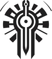 Digital Nexus Sleek Emblem Illustrating Cybernetic Harmony Binary Harmony Elegant Cybernetic Design in Monochrome vector