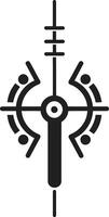 Binary Blossom Sleek Black Abstract Symbol Illustrating Cybernetic Harmony Robo Rapture Elegant Cybernetic Emblem in Monochromatic Design vector