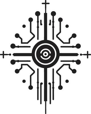 Futuristic Fusion Monochrome Cybernetic Symbol in Black Vector Techno Threads Chic Abstract Logo Showcasing Cybernetic Sophistication