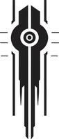 Tech Threads Elegant Black Icon with Cybernetic Abstract Symbol Floral Flourish Sleek Black Logo Design with Decorative Corner Vector